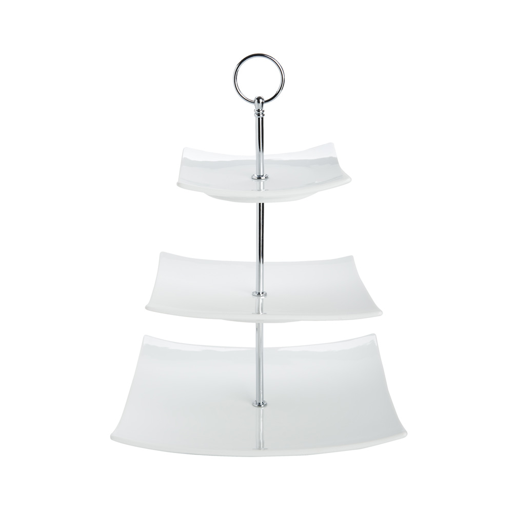 Square China Two Tier Cake Stand - Square China Cake Stand